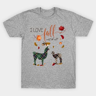 Llama Lovers - I Love Fall Most of All T-Shirt